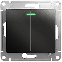Выключатель с подсветкой без рамки Systeme Electric Glossa 2-кл. антрацит картинка